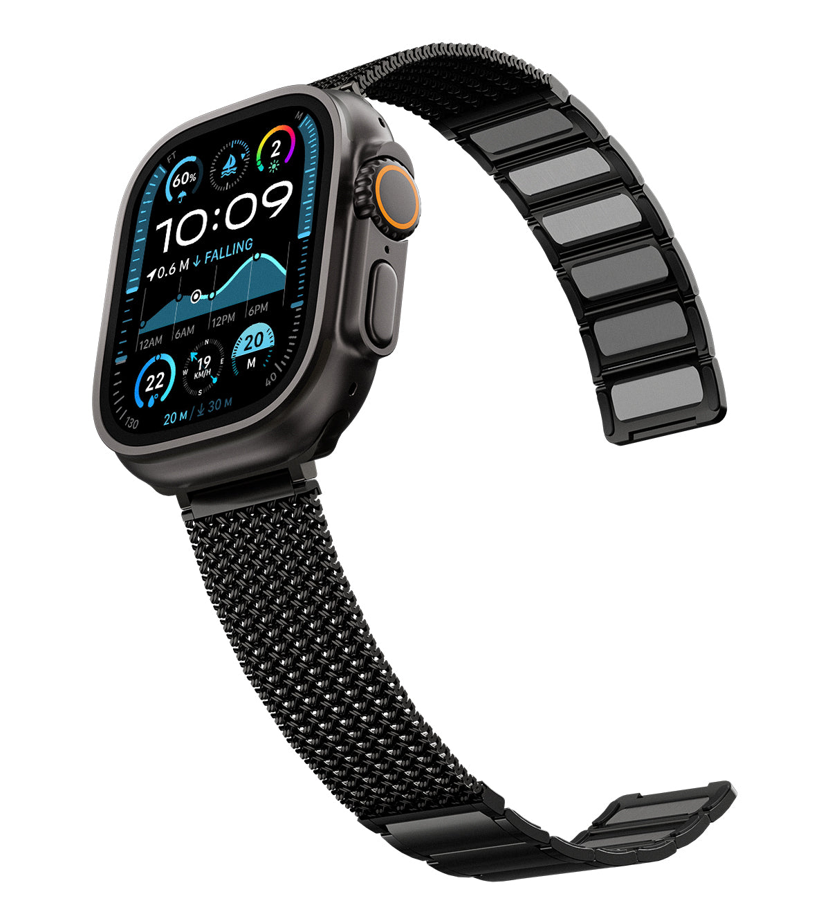 KUXIU Czarny stal nierdzewna magnetyczny pasek do Apple Watch