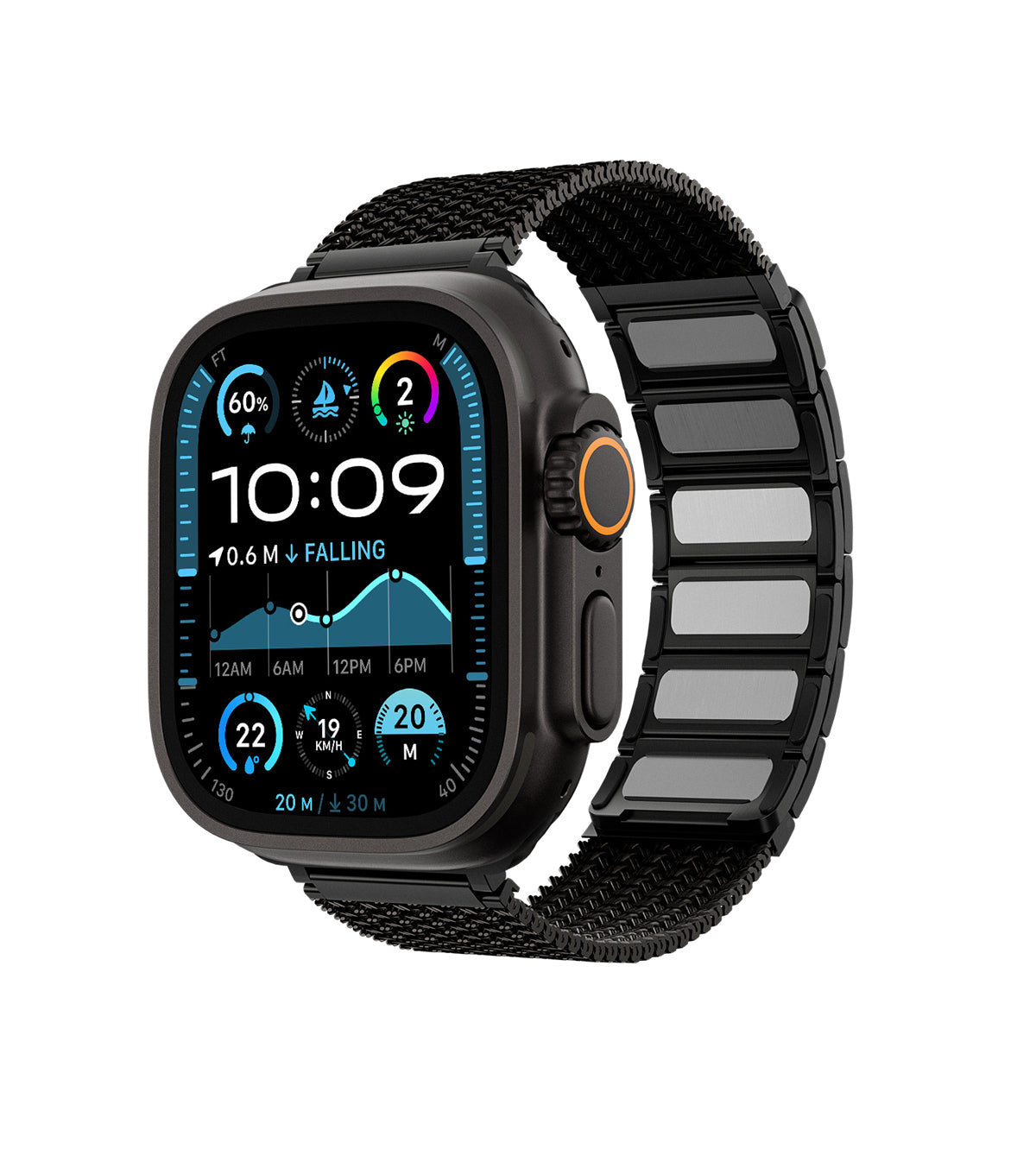 KUXIU Czarny stal nierdzewna magnetyczny pasek do Apple Watch