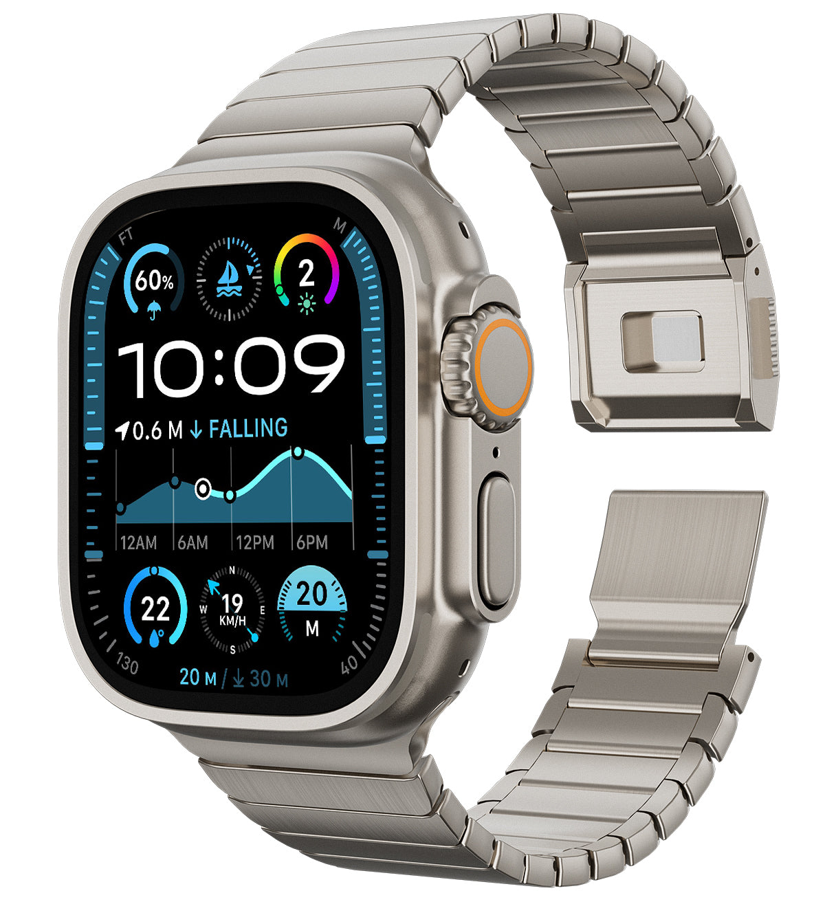 KUXIU Tali Apple Watch Magnetik Titanium Semula Jadi