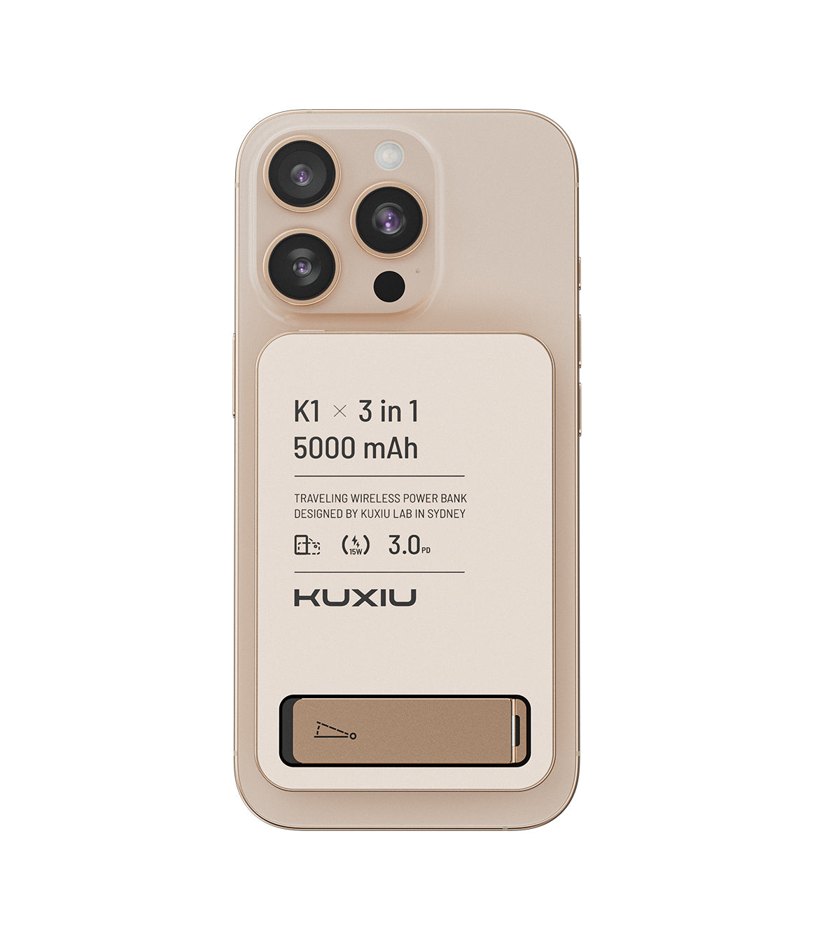 KUXIU K1 Power Bank MagSafe 3 in 1 a Ricarica Rapida da 15W - 5000mAh - Titanio desertico