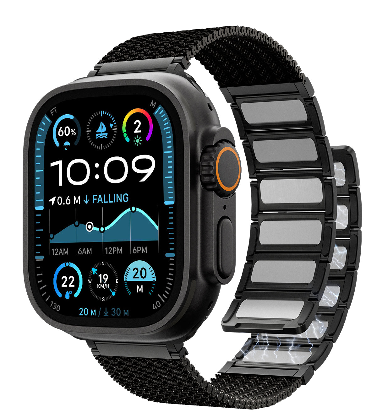 KUXIU Czarny stal nierdzewna magnetyczny pasek do Apple Watch