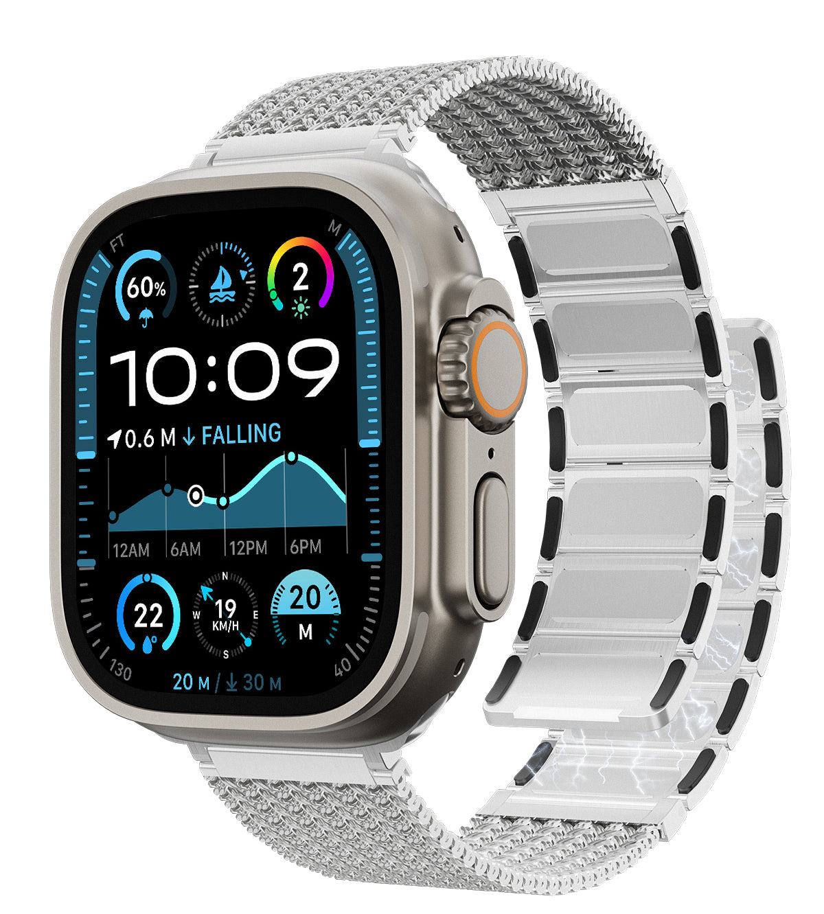 KUXIU Naturalna stal nierdzewna magnetyczna bransoleta do Apple Watch