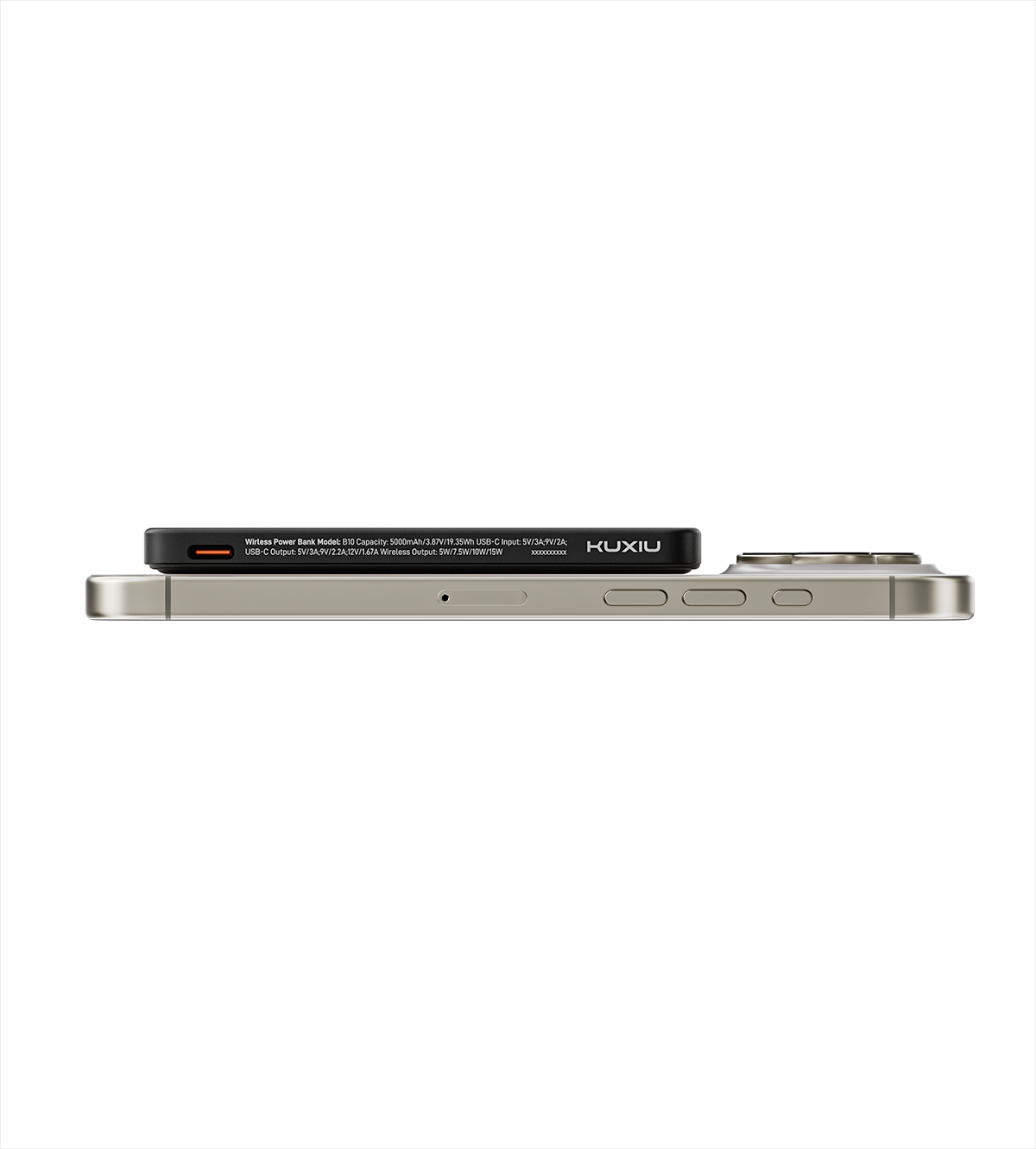 KUXIU B10 Ultra-Slim Magnetic Wireless Power Bank – Black