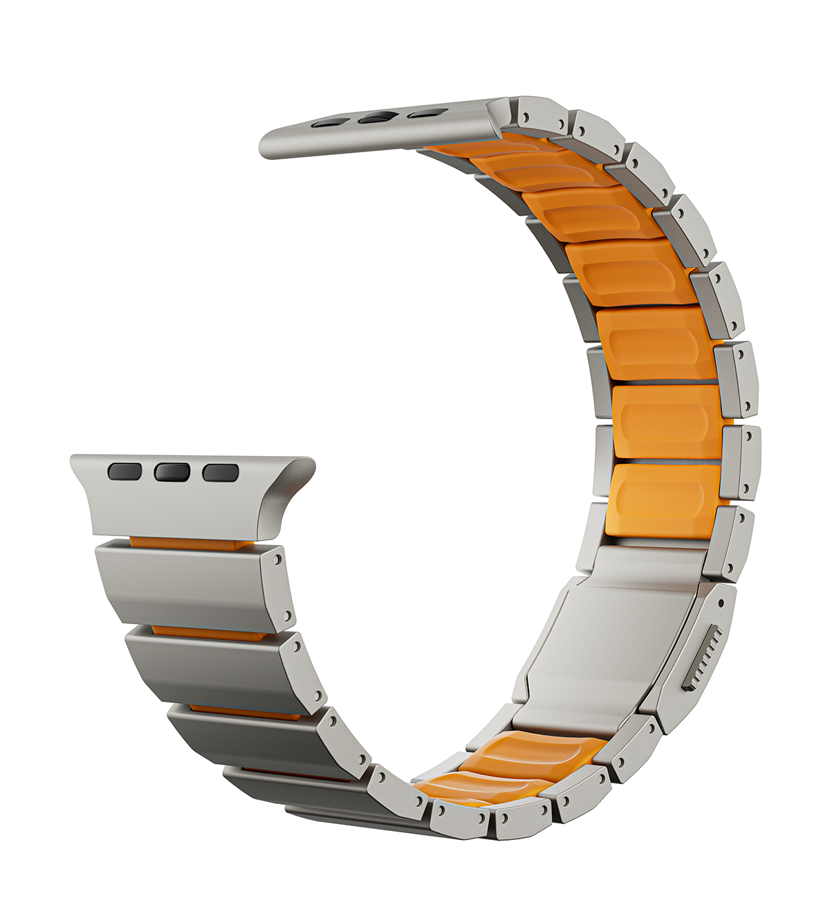 KUXIU Titanium Alloy Watch Band with Magnetic Clasp – Titanium & Orange