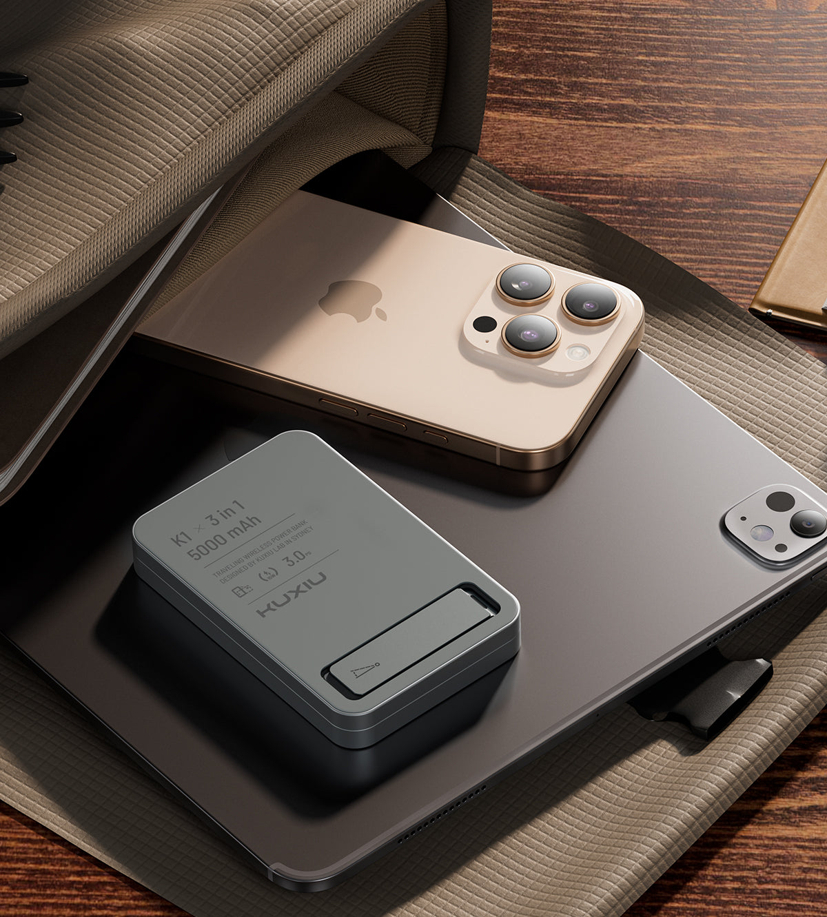 KUXIU K1 15W Schnellladender 3-in-1 MagSafe Powerbank - Grau
