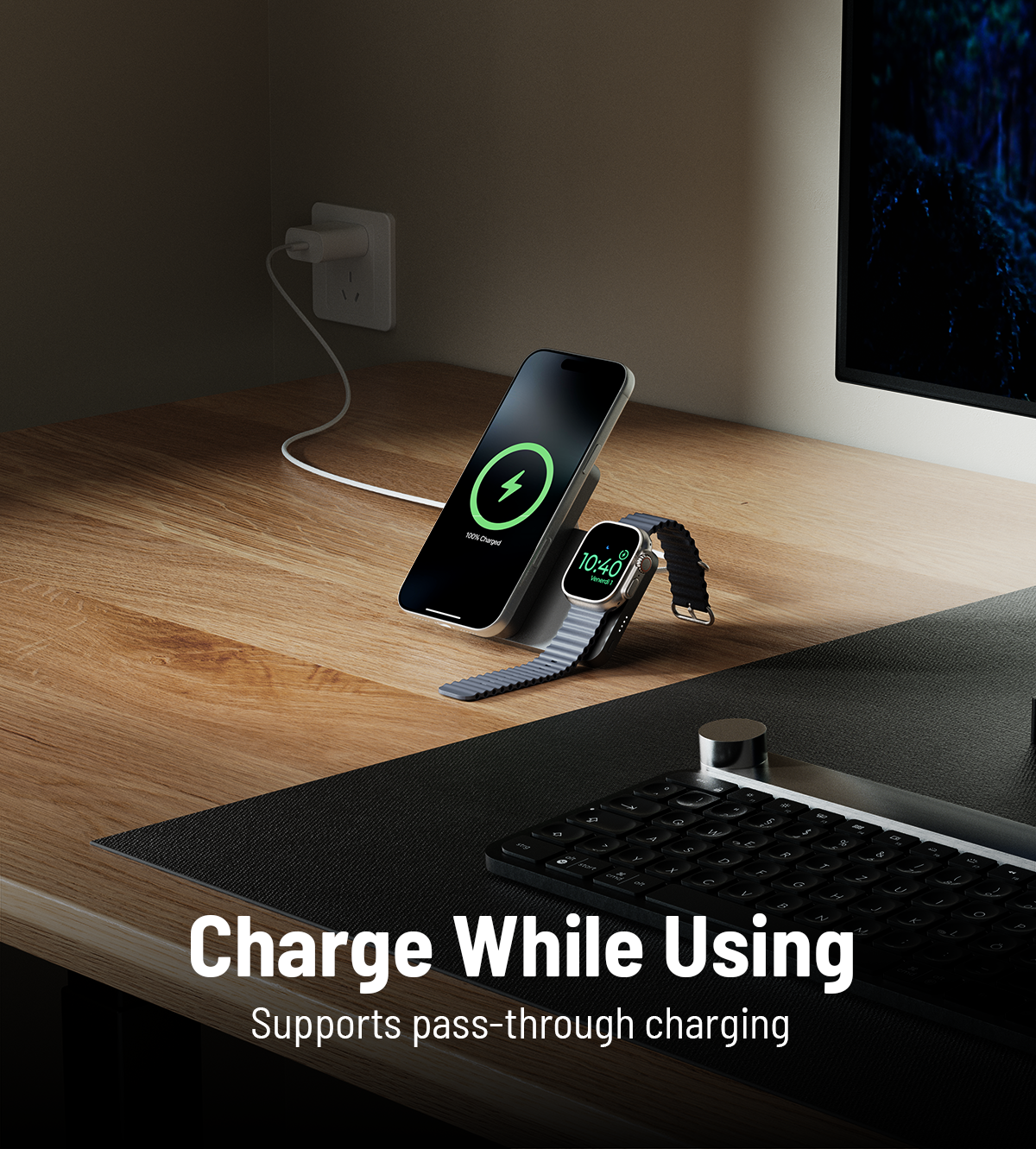 KUXIU K1 Ultra 10000mAh 25W Fast Charging 3-in-1 MagSafe Wireless Power Bank - Black