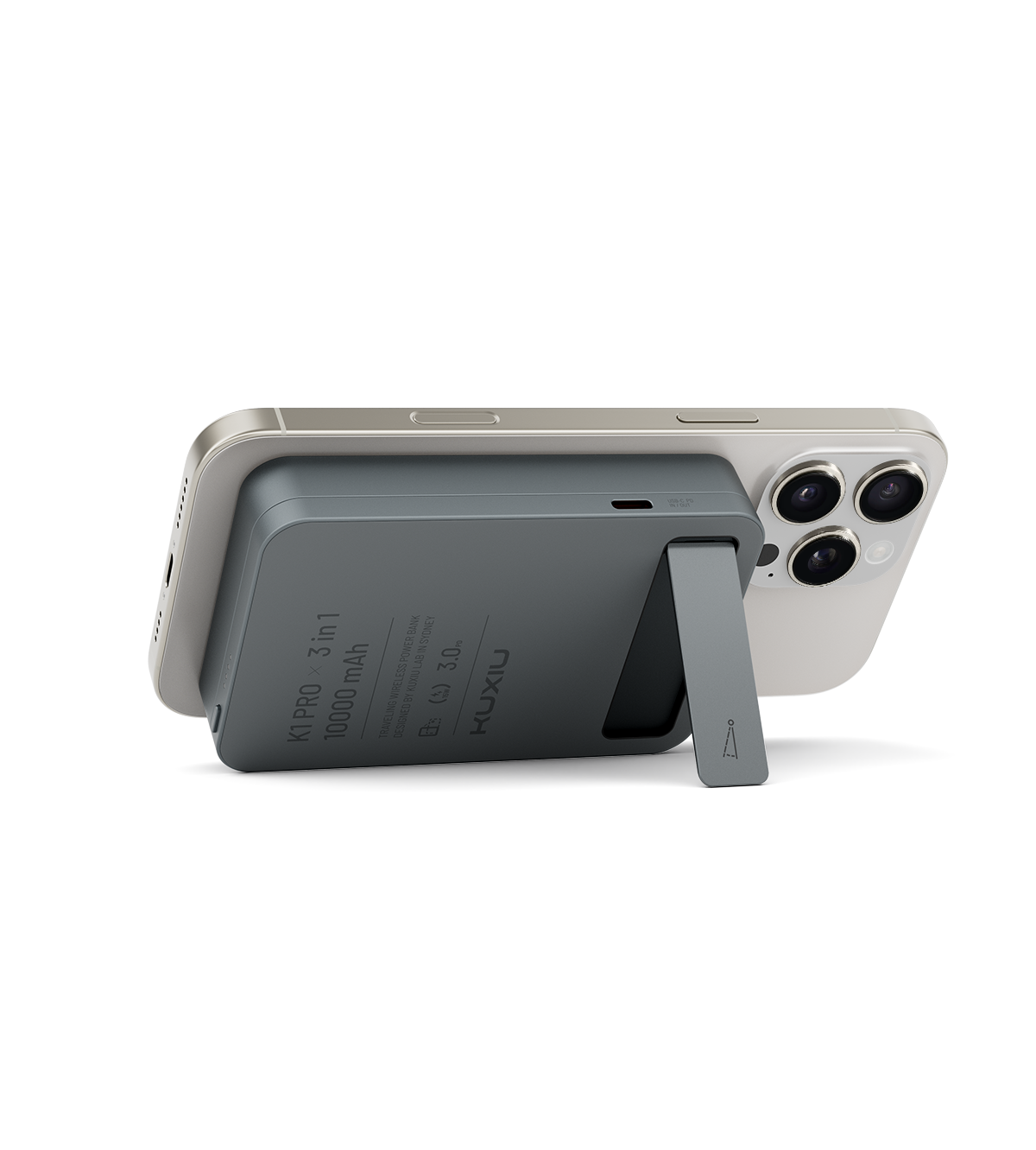 KUXIU K1 15W Schnellladender 3-in-1 MagSafe Powerbank - Grau