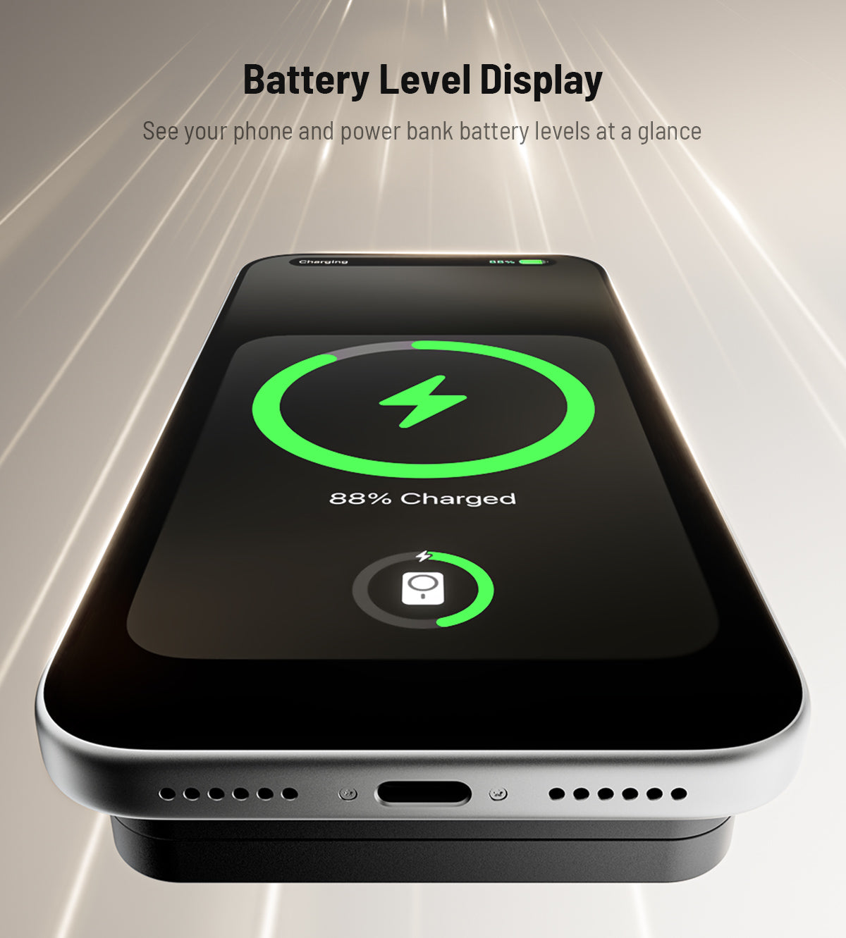 KUXIU K1 Banco de Energía MagSafe 3 en 1 de Carga Rápida 15W - Negro