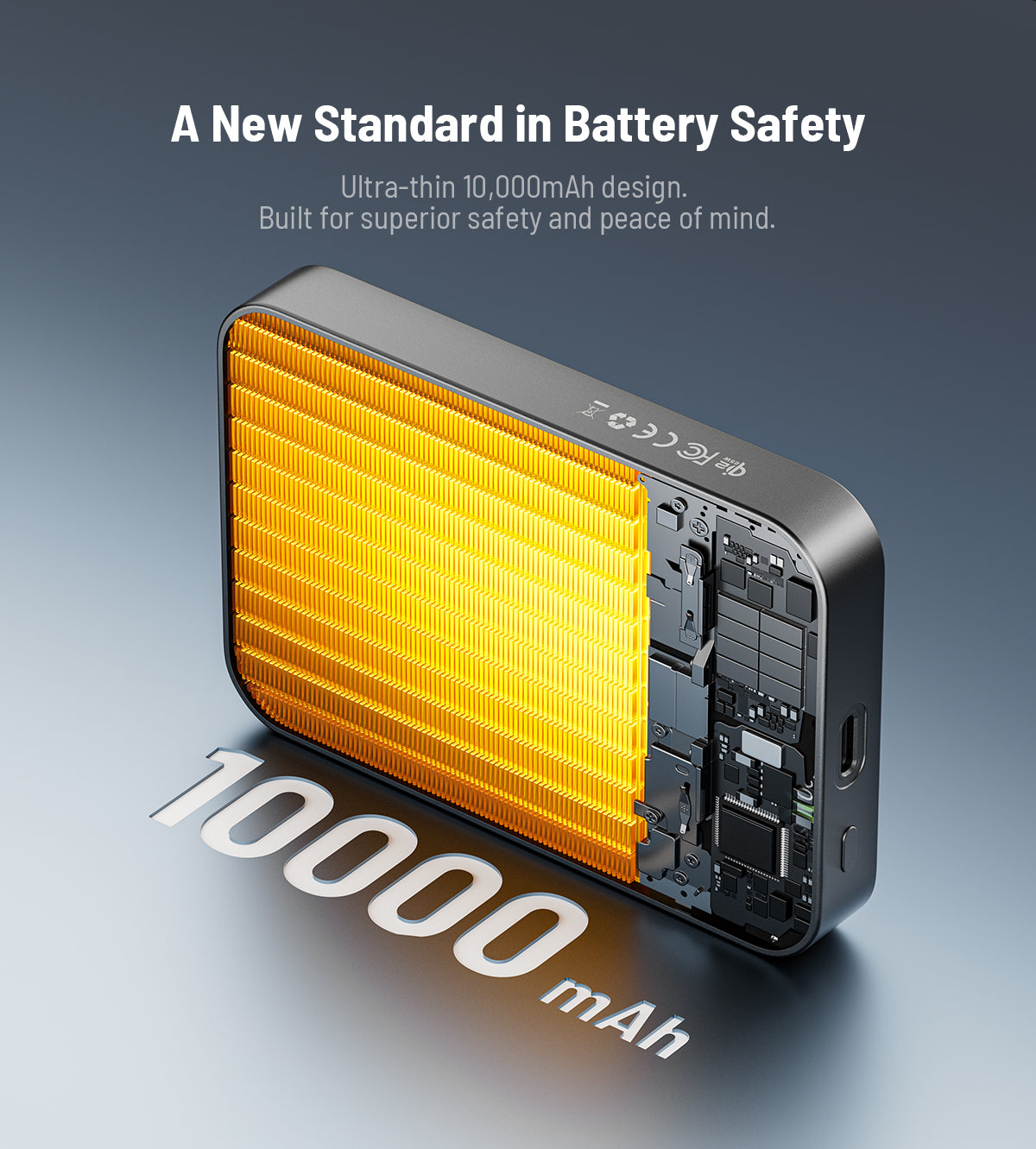 KUXIU S4 Qi2.2 25W 10000mAh Aluminum Alloy Semi-Solid Safe Wireless Power Bank — Black