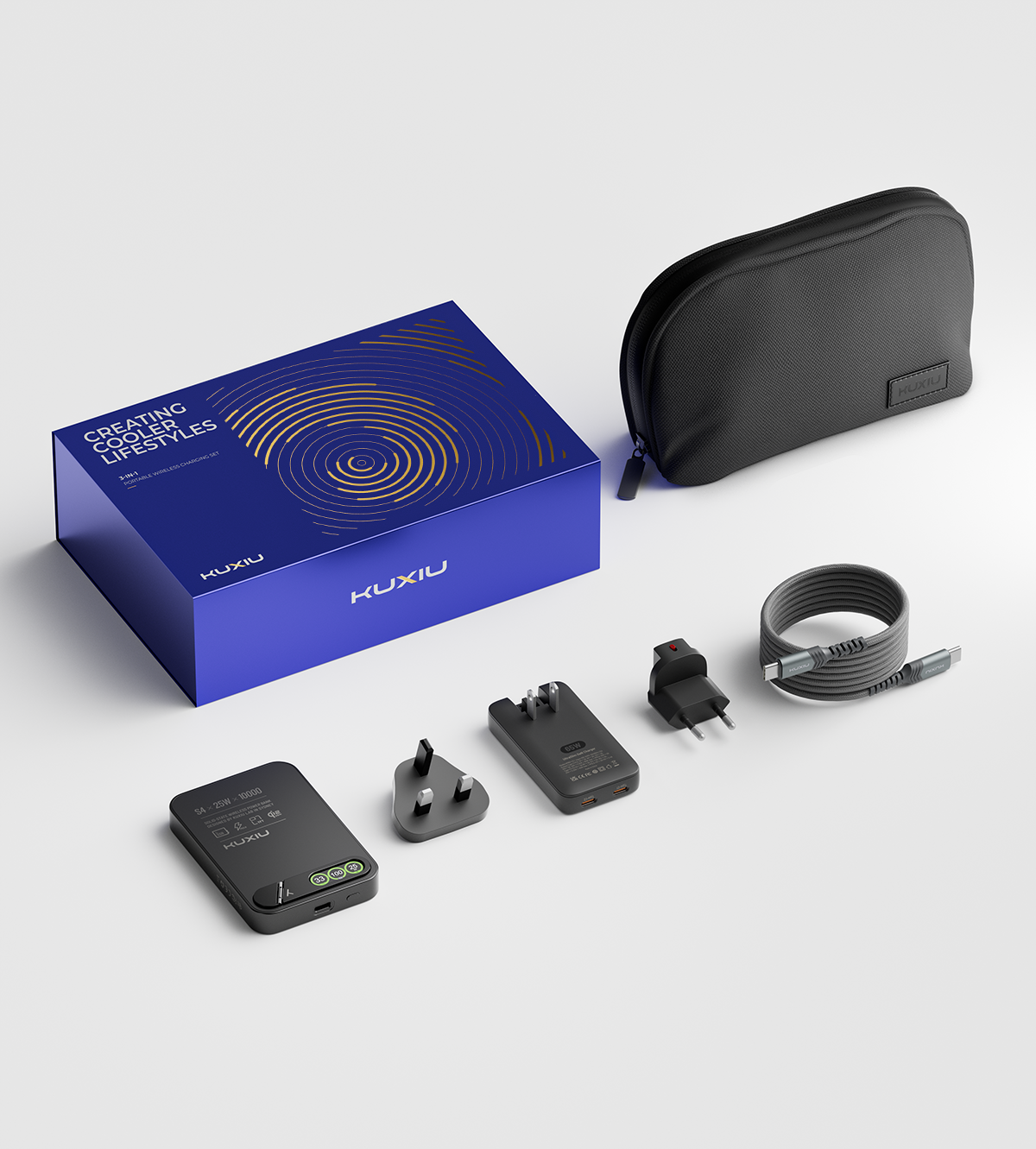 KUXIU S4 Wireless Power Bank Gift Set - Black