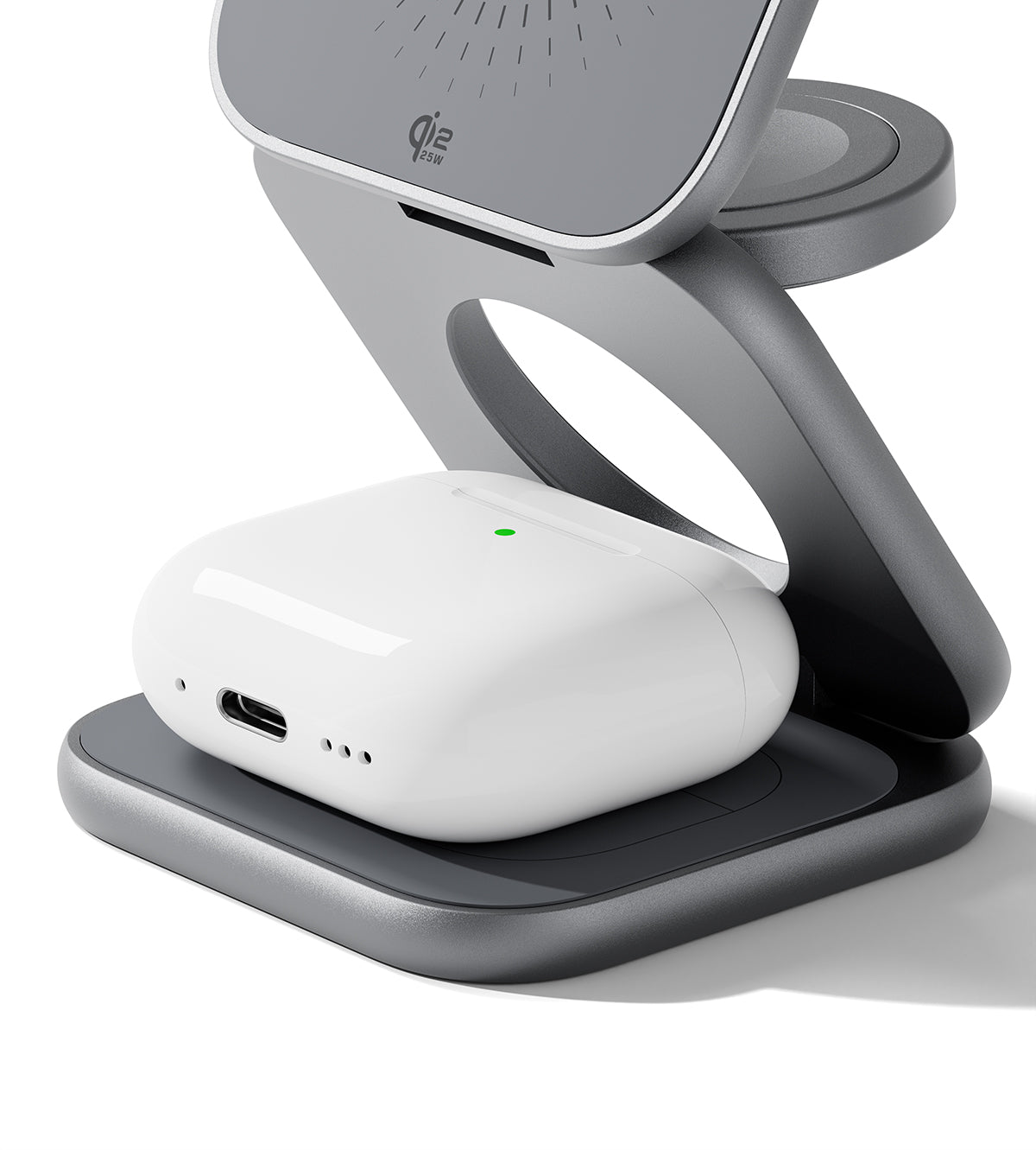 KUXIU X40 Turbo Skládací bezdrátová nabíječka 3-v-1 MagSafe 25W, certifikovaná Qi2.2 - Šedá