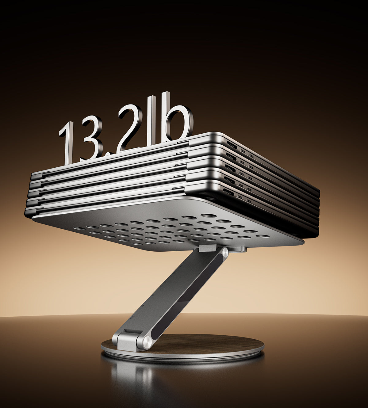 KUXIU X53 Supporto ergonomico per laptop con hub 8-in-1 integrato - Venatura del legno