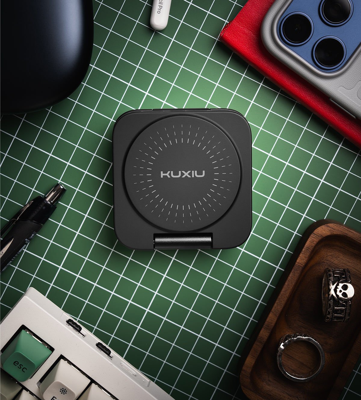 KUXIU X55 Turbo Qi2.2 Certified 25W 3-in-1 MagSafe Foldable Wireless Charging Stand - Black