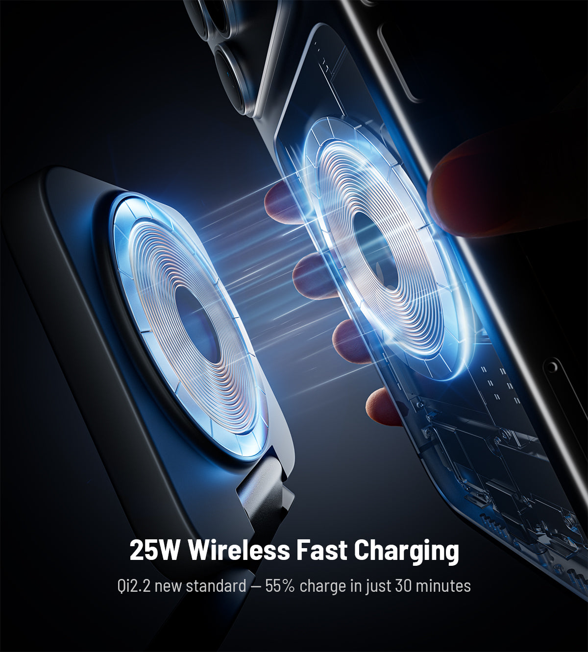 KUXIU X55 Turbo Qi2.2 Certified 25W 3-in-1 MagSafe Foldable Wireless Charging Stand - Black