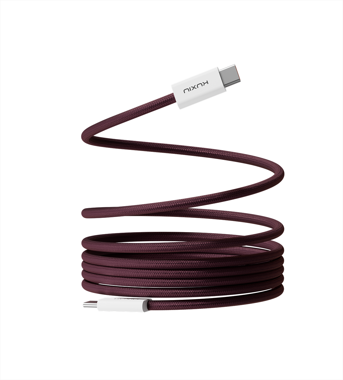 KUXIU 240W 4.92/1.5m magnetisk kabel med automatisk oprulning - bordeaux