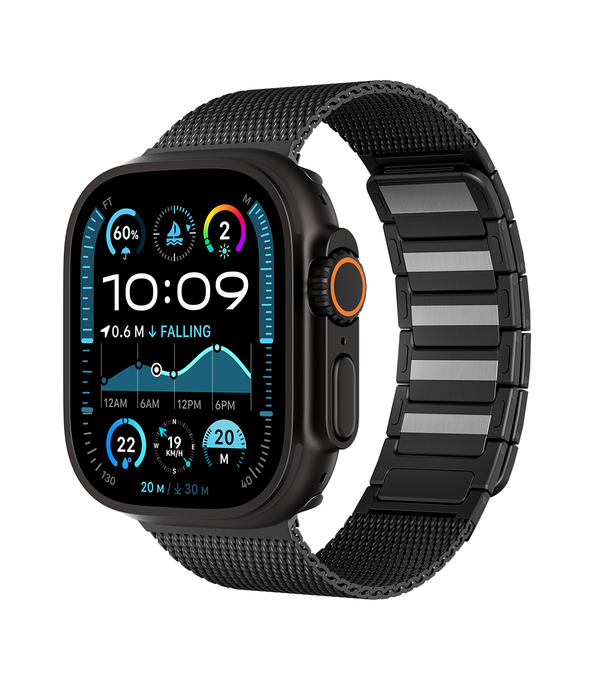 KUXIU Black Stainless Steel Magnetic Apple Watch Band