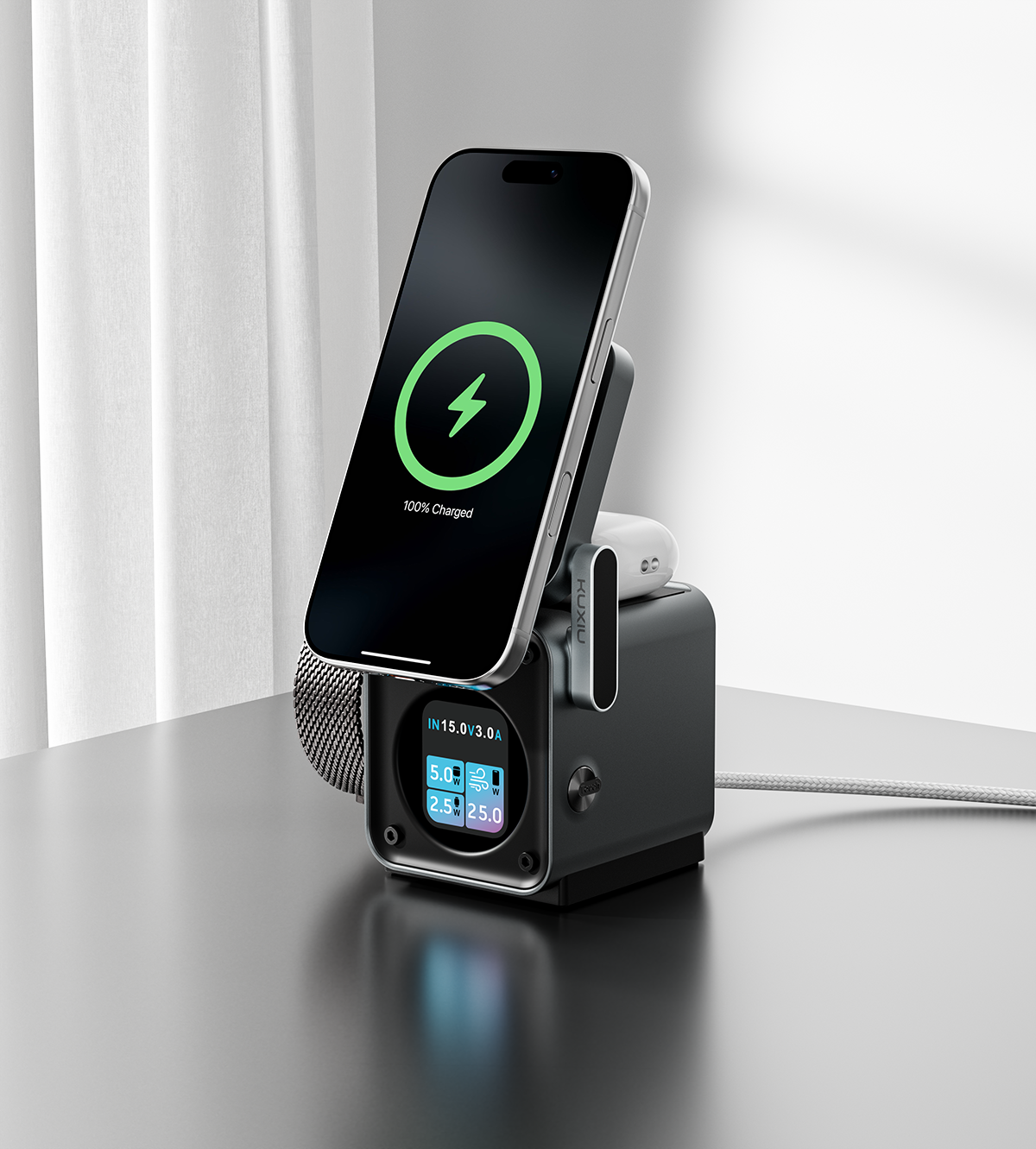 Station de recharge sans fil 5-en-1 KUXIU D5 Qi2.2 25 W