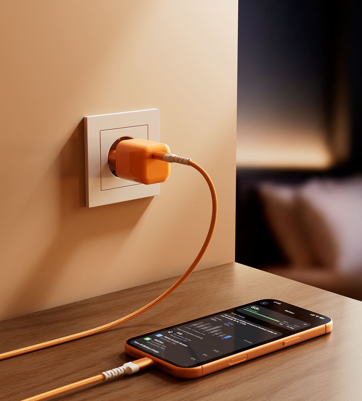 Adaptateur Secteur GaN KUXIU IceMini 45W - Orange Cosmique