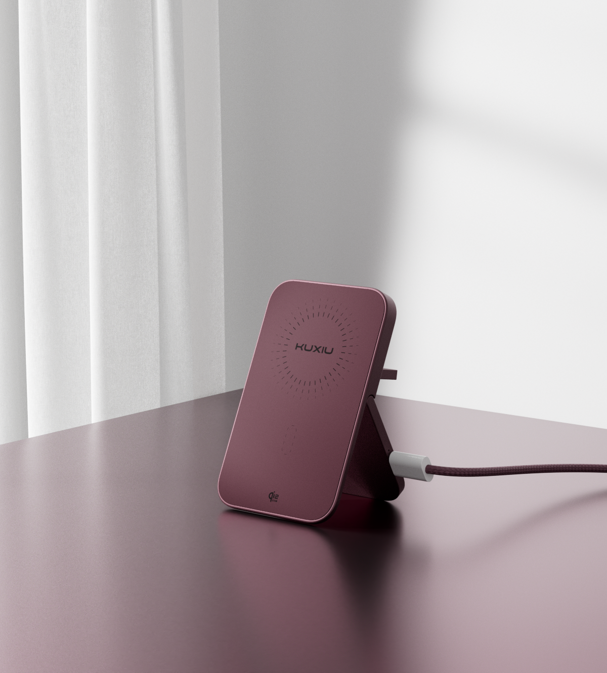 KUXIU K4 Air Qi2.3 Certified 25W 3-in-1 MagSafe Foldable Wireless Charging Stand - Burgundy