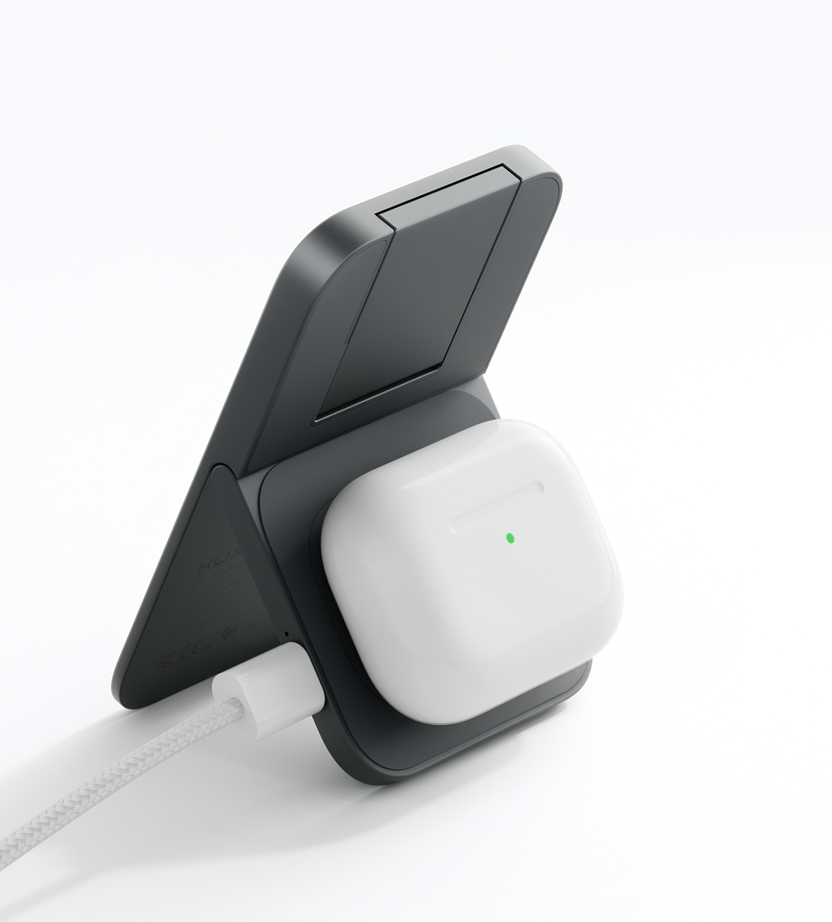 KUXIU K4 Air 25W 3-i-1 MagSafe-sammenfoldeligt trådløst opladningsstativ - grå