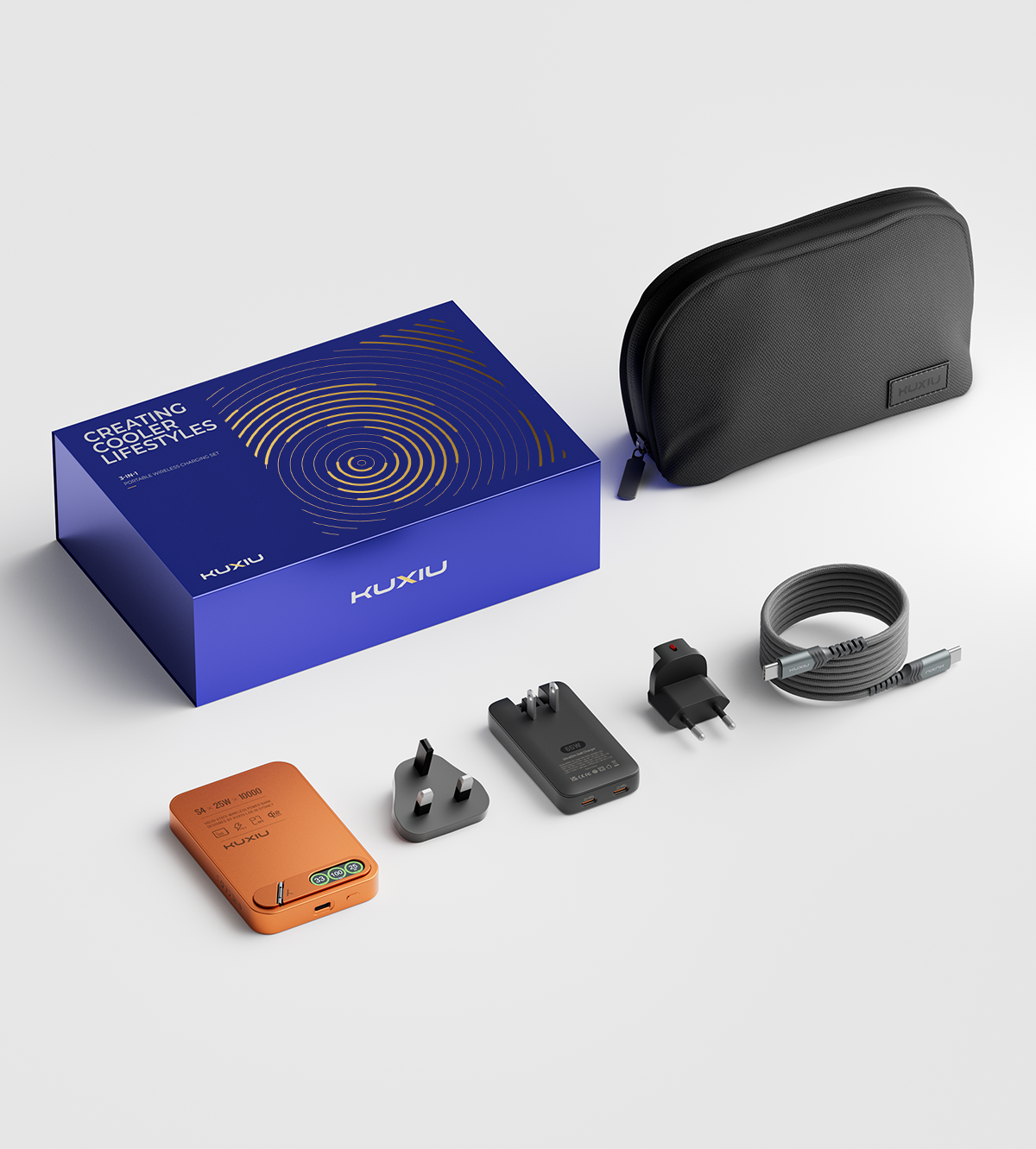 KUXIU S4 Wireless Power Bank Gift Set - Cosmic Orange