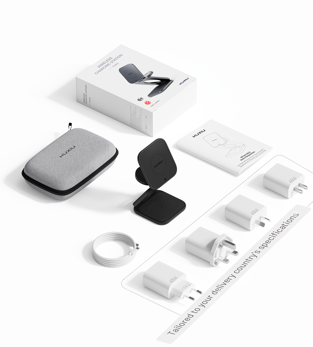 KUXIU X40 Turbo Qi2.2 Certified 25W 3-in-1 MagSafe Foldable Wireless Charging Stand - Black