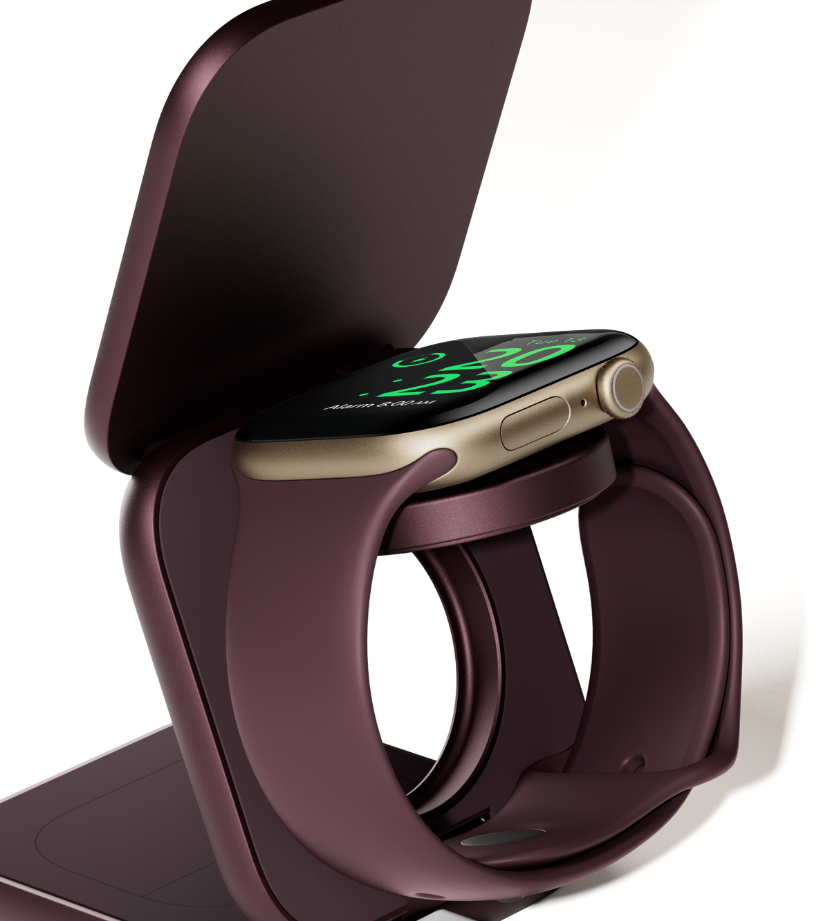 KUXIU X40 Turbo Qi2.2 Certified 25W 3-in-1 MagSafe Foldable Wireless Charging Stand - Burgundy