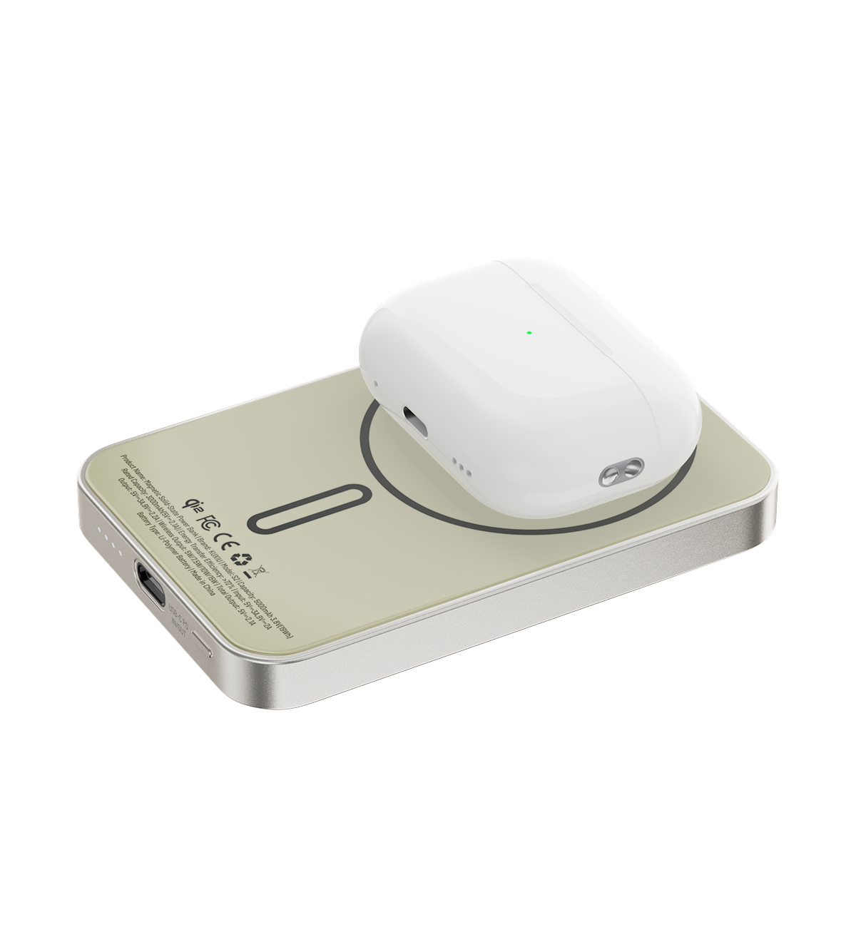 KUXIU S2 Qi2 5000mAh MagSafe Solid-State Power Bank - Natural titanium