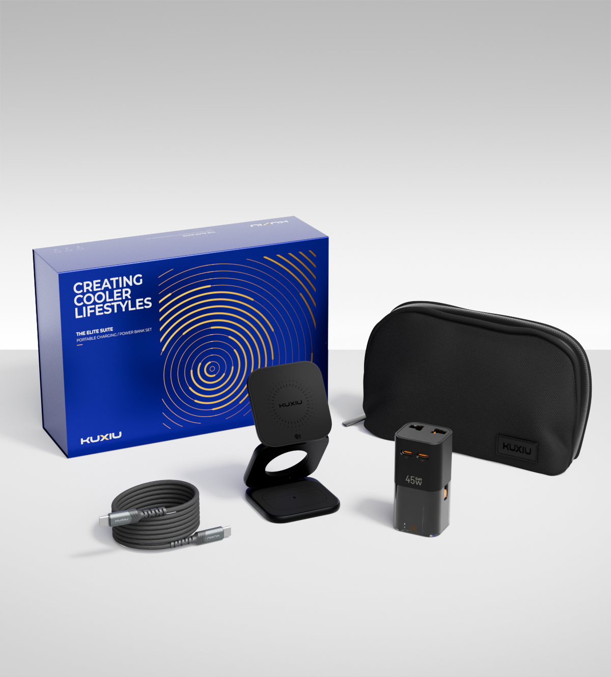 KUXIU X40 Turbo Series 3-in-1 Portable Wireless Charging Gift Set - Black
