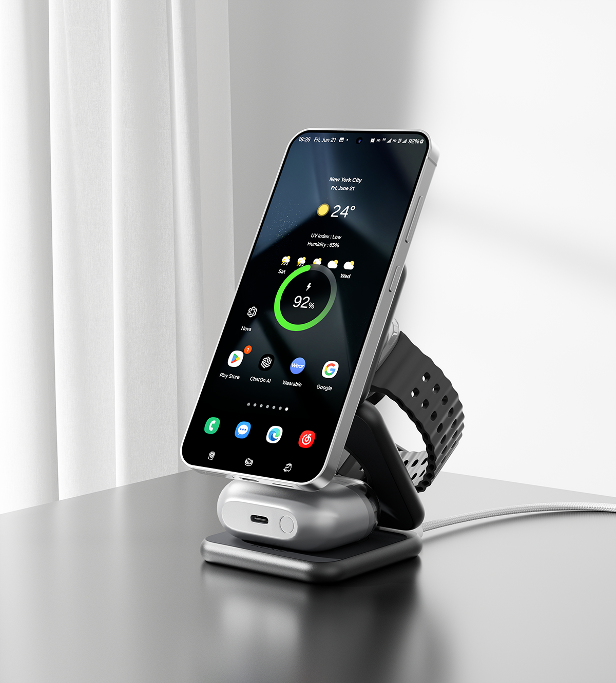 KUXIU X40 3-In-1 Foldable Magnetic Wireless Charging Station for Samsung