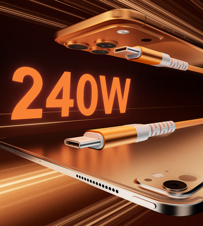 KUXIU 240W 4.92/1.5m Magnetic Auto-Coiling Cable - Cosmic Orange