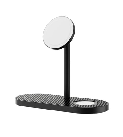 KUXIU X23 Pro 3-in-1 MagSafe 듀얼코어 고속 충전 스탠드 - 탄소 섬유