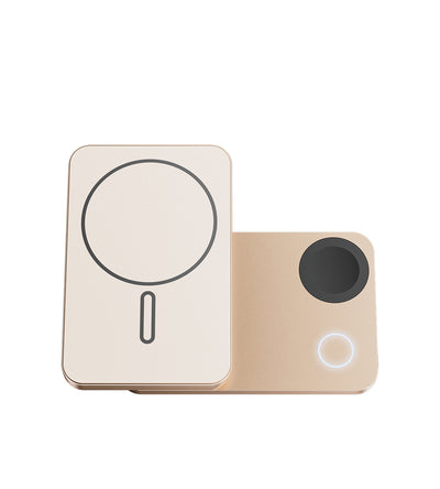 KUXIU K1 15W Fast Charging 3-in-1 MagSafe Wireless Power Bank - 5000mAh - Desert Titanium