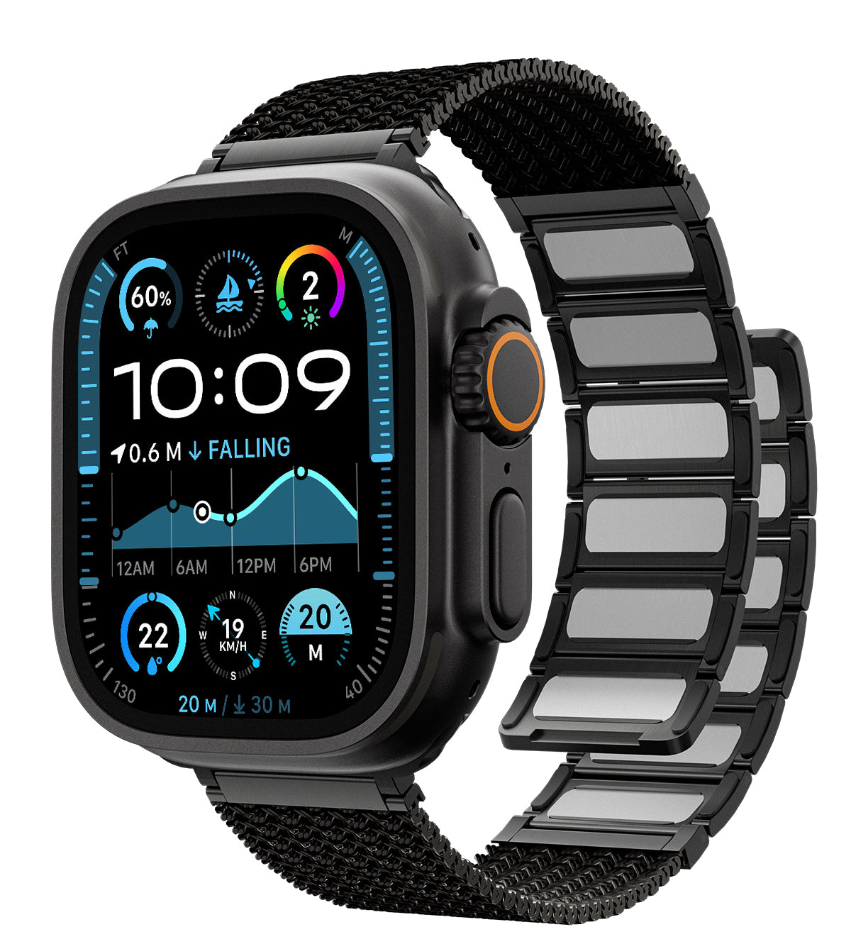 KUXIU Czarny stal nierdzewna magnetyczny pasek do Apple Watch