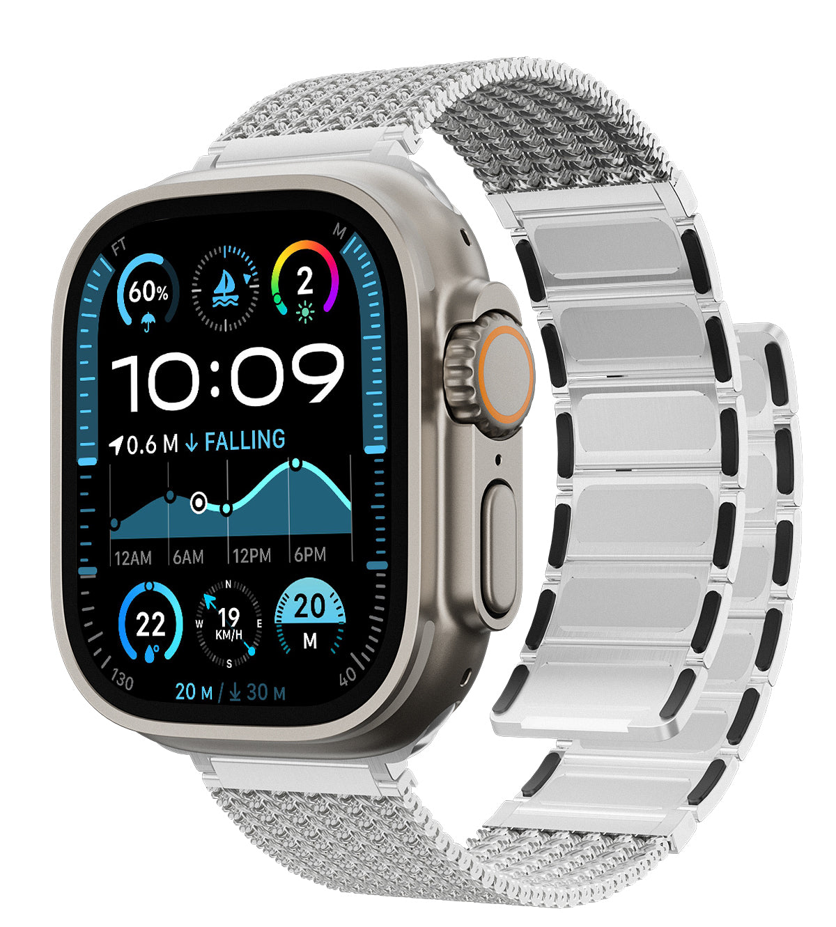 KUXIU Naturalna stal nierdzewna magnetyczna bransoleta do Apple Watch