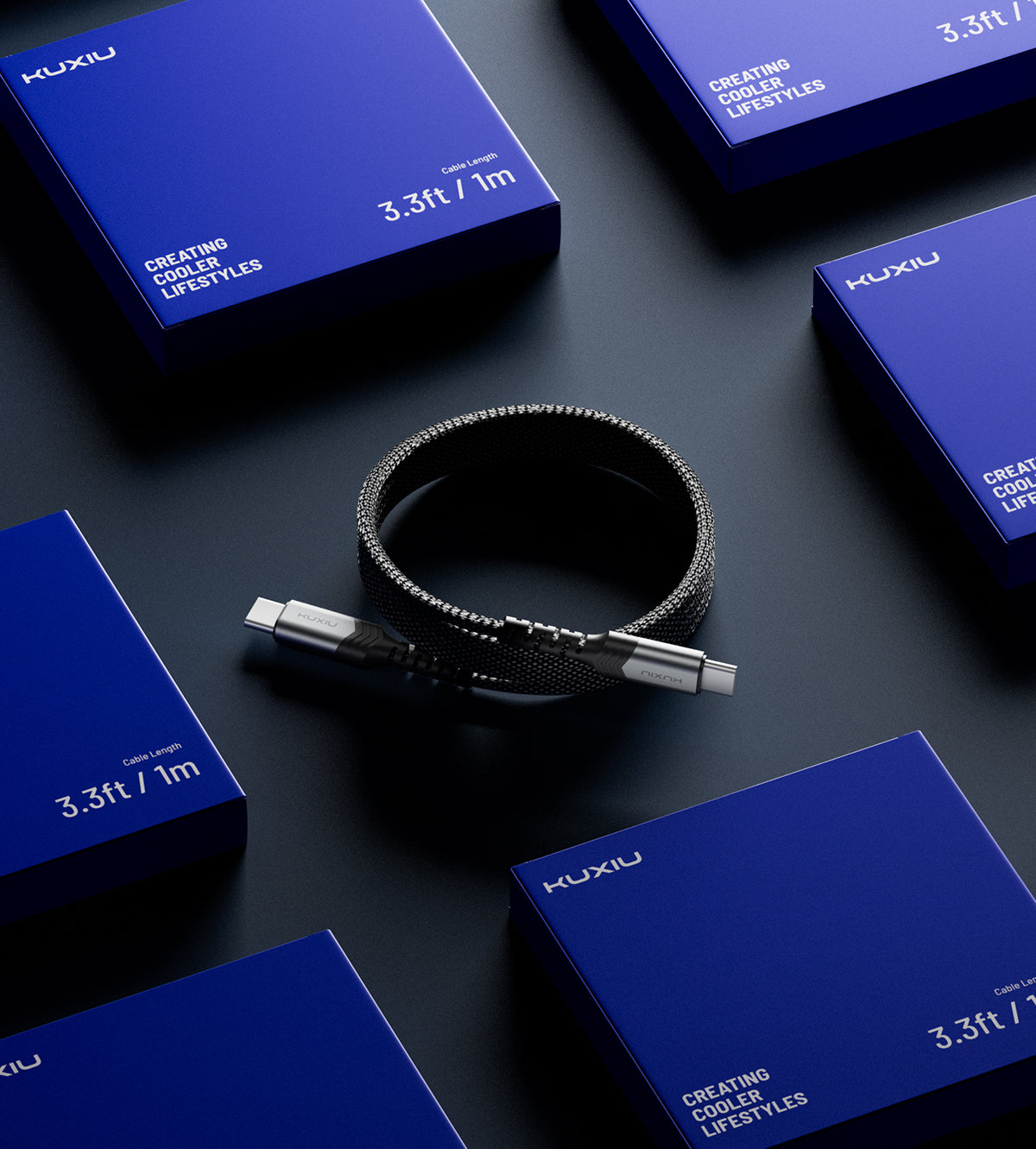 KUXIU Magnetyczny samopowijający się kabel 240W (USB-C do USB-C)