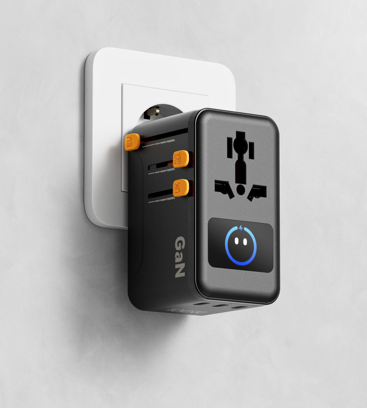 KUXIU 100W Universal Travel Adapter with Smart Display