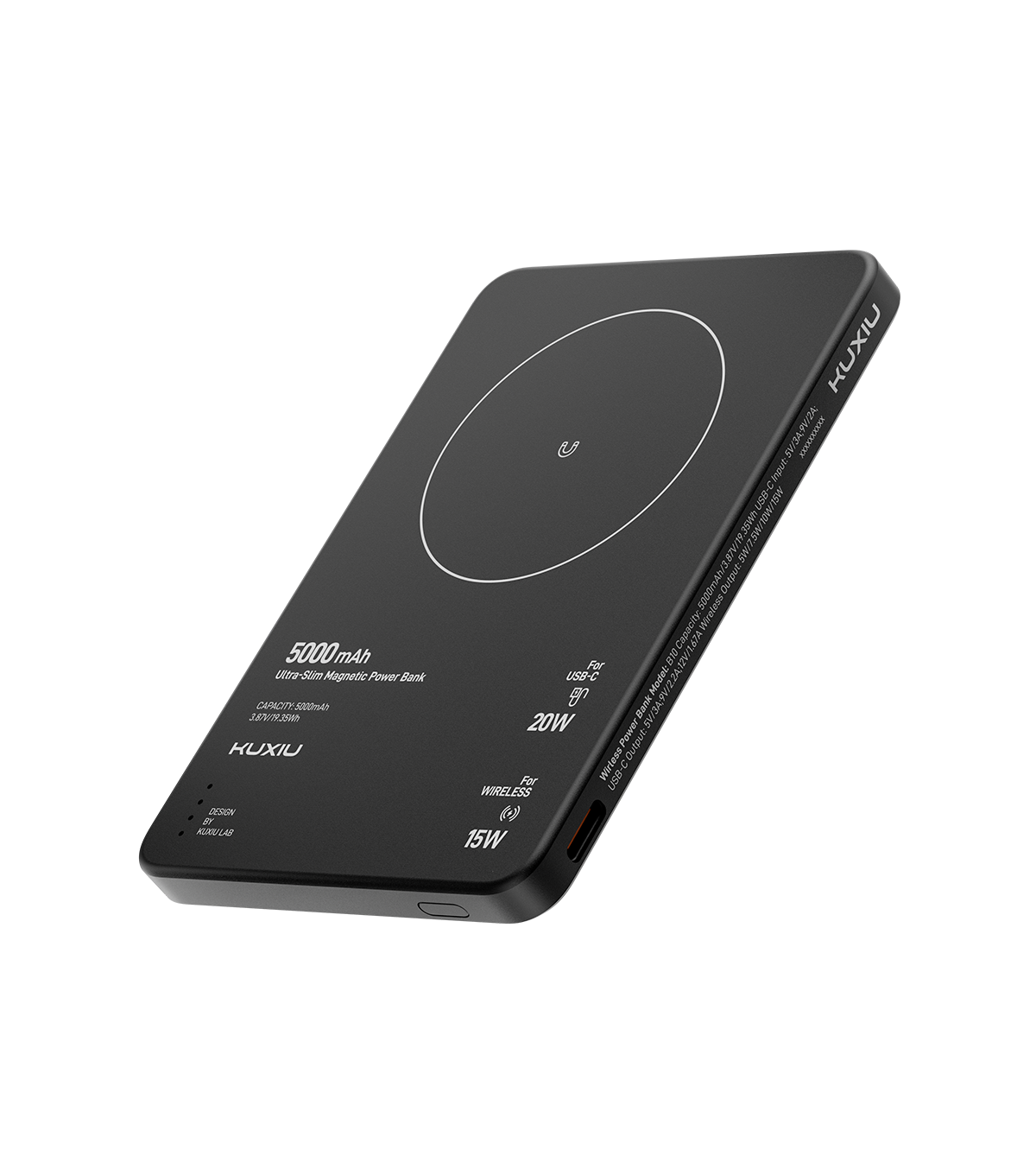 KUXIU B10 Ultra-Slim Magnetic Wireless Power Bank – Black