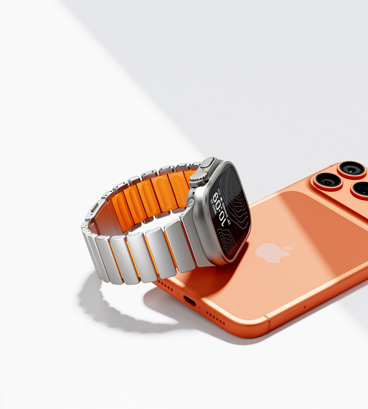 KUXIU Titanium Alloy Watch Band with Magnetic Clasp – Titanium & Orange