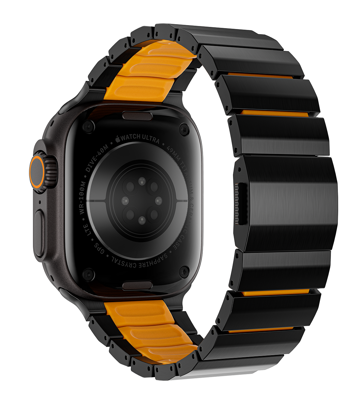 KUXIU Titanium Alloy Watch Band with Magnetic Clasp – Black & Orange