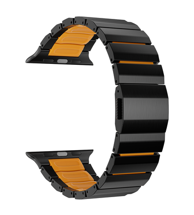 KUXIU Titanium Alloy Watch Band with Magnetic Clasp – Black & Orange