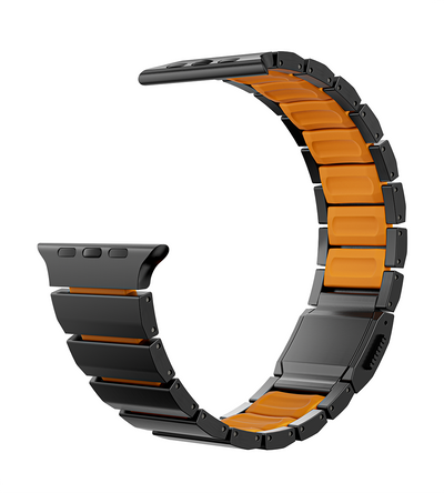 KUXIU Titanium Alloy Watch Band with Magnetic Clasp – Black & Orange