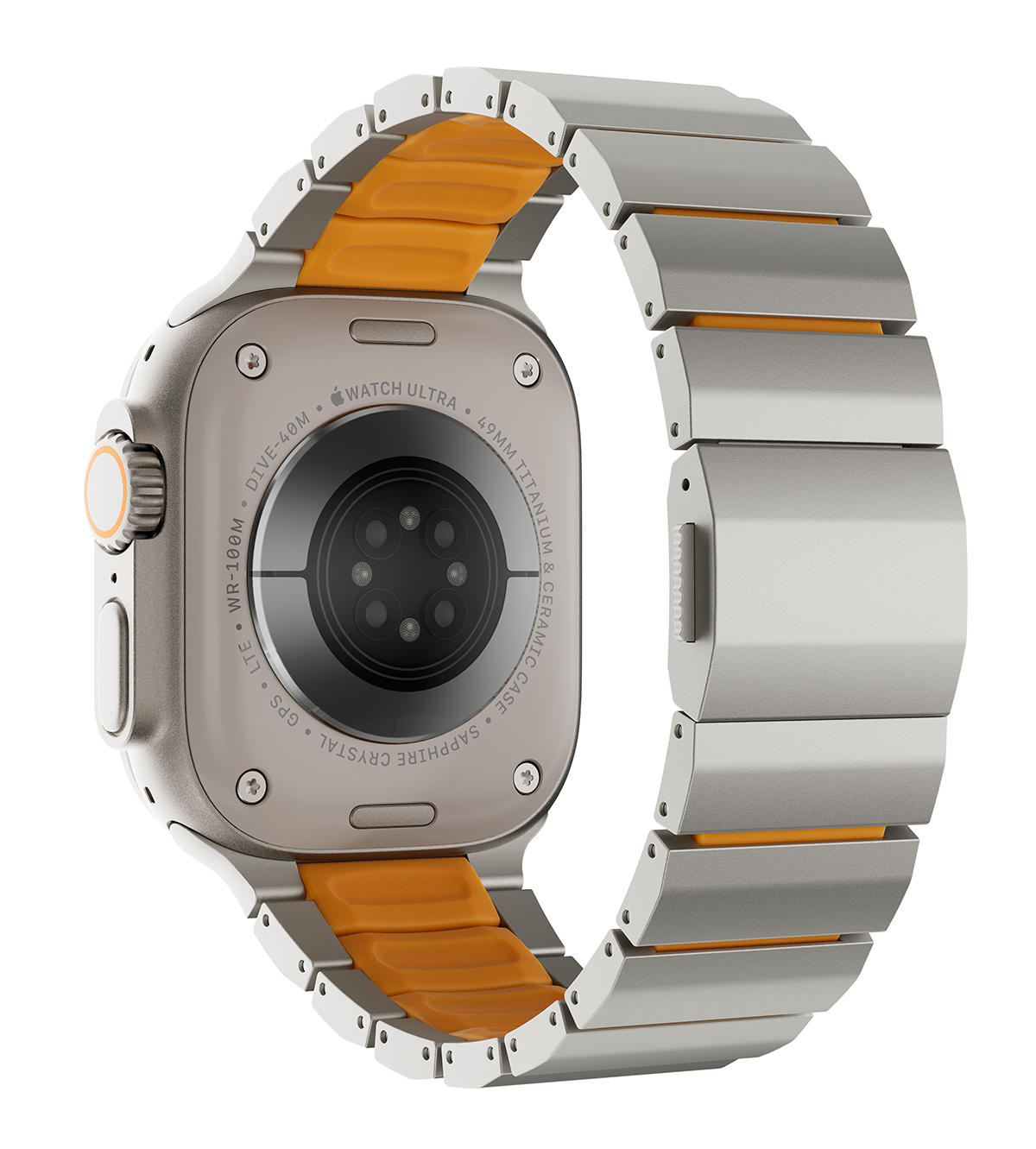 KUXIU Titanium Alloy Watch Band with Magnetic Clasp – Titanium & Orange