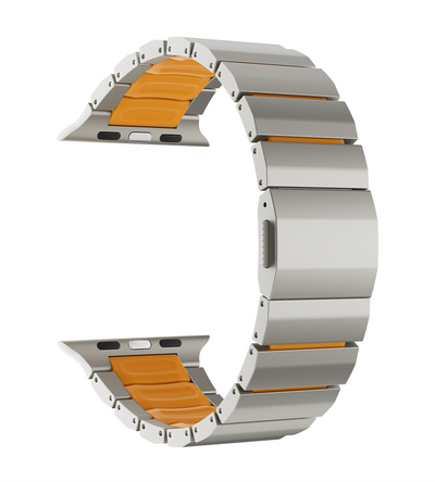 KUXIU Titanium Alloy Watch Band with Magnetic Clasp – Titanium & Orange