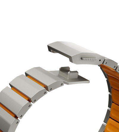 KUXIU Titanium Alloy Watch Band with Magnetic Clasp – Titanium & Orange