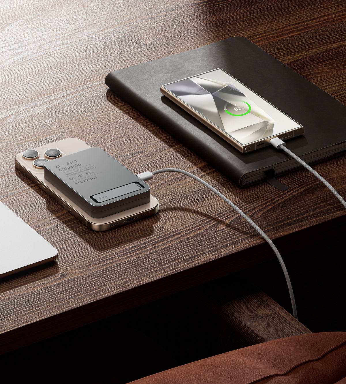 KUXIU K1 15W Schnellladender 3-in-1 MagSafe Powerbank - Grau
