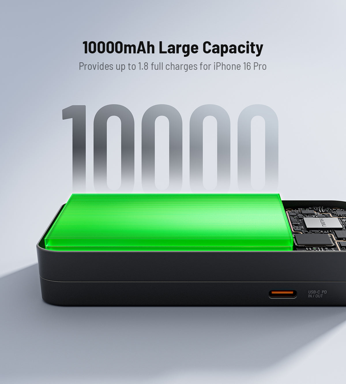 KUXIU K1 Ultra 10000mAh 25W Fast Charging 3-in-1 MagSafe Wireless Power Bank - Black