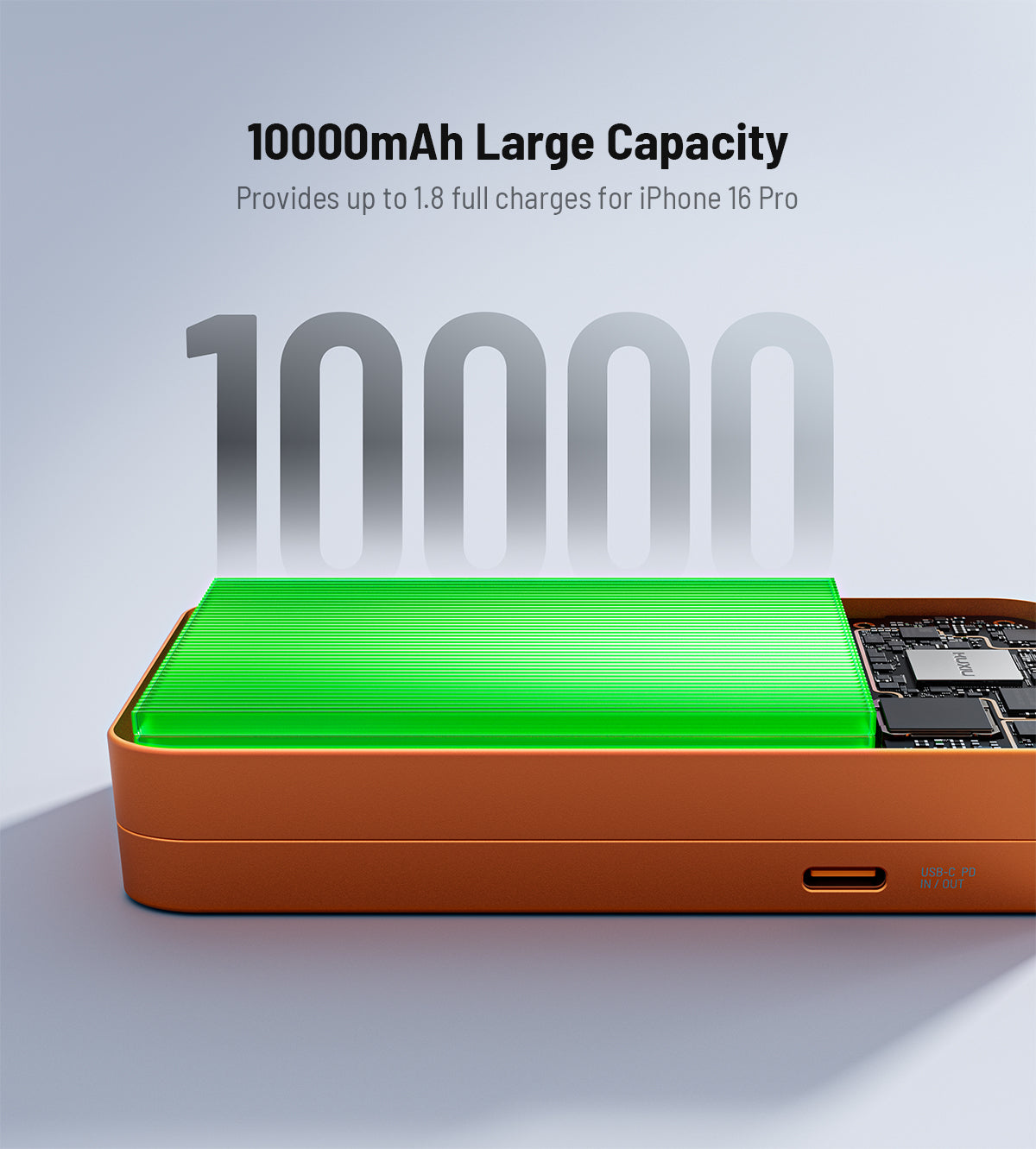 KUXIU K1 Ultra 3v1 MagSafe bezdrátová powerbanka 10000mAh s rychlým nabíjením 25W - Kosmická Oranžová