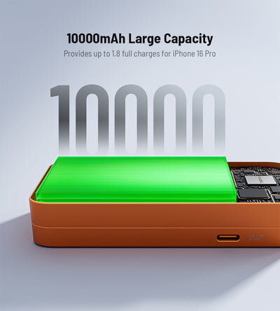 KUXIU K1 Ultra 3v1 MagSafe bezdrátová powerbanka 10000mAh s rychlým nabíjením 25W - Kosmická Oranžová
