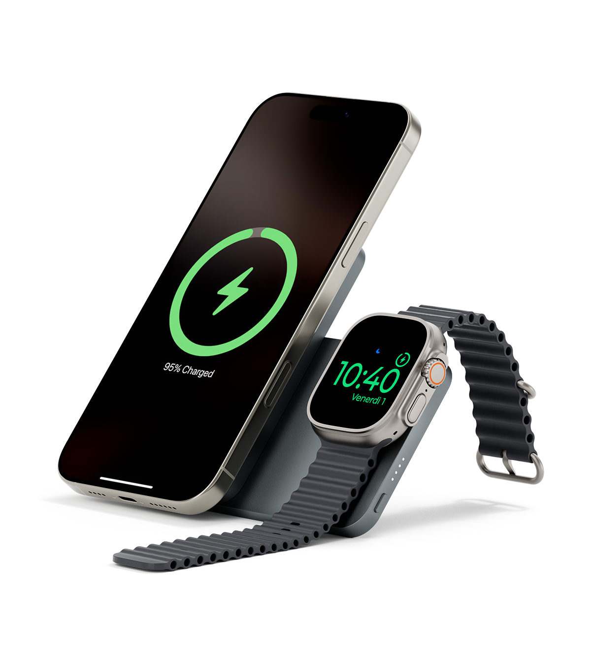 KUXIU K2 3-in-1 MagSafe Powerbank mit Qi2 15W Schnellladung - Grau